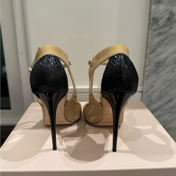 Jimmy Choo Maiden Mystic Snakeskin-Trimmed Pumps Size 37 - Picture 8 of 9